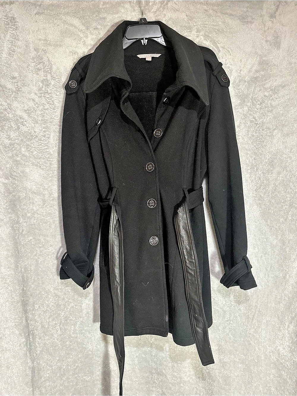 Valerie Stevens Women's Belted Trench Coat Black Like New